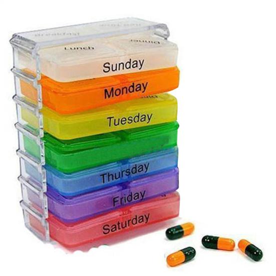 Contenitore Organizer Portatile per Pillole e Compresse Settimanale da 7 Giorni