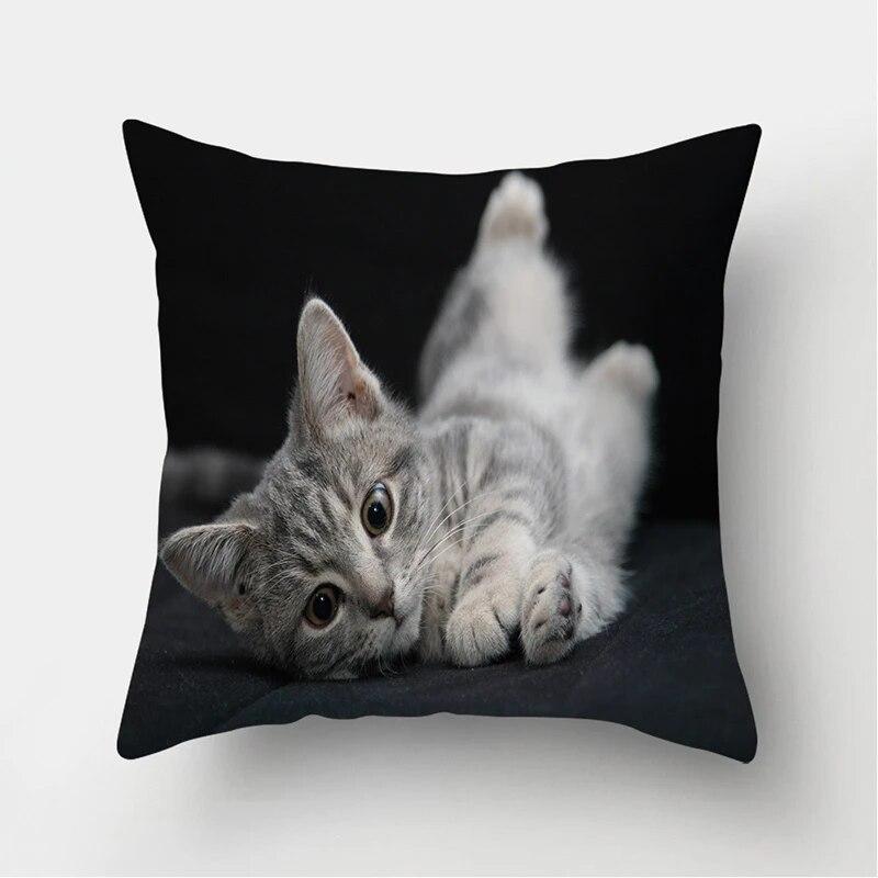 Cute Cat Print Decorative Cushion Pillowcase  Cover Pillow Sofa Living Room