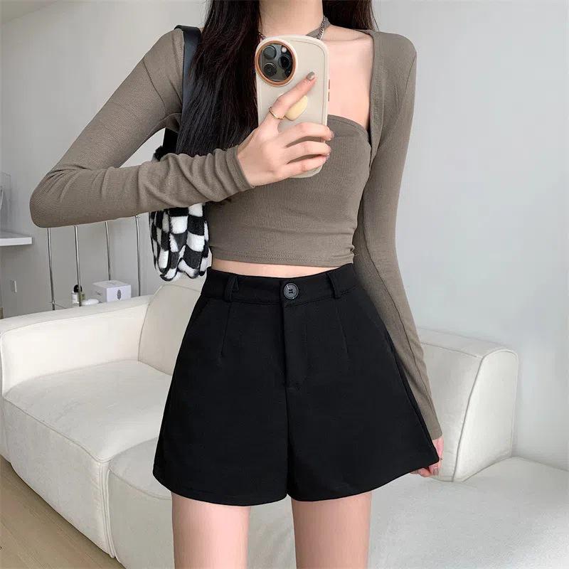 2026 Autumn/Winter Plus Size High-Waist A-Line Woolen Bootcut Shorts for Women