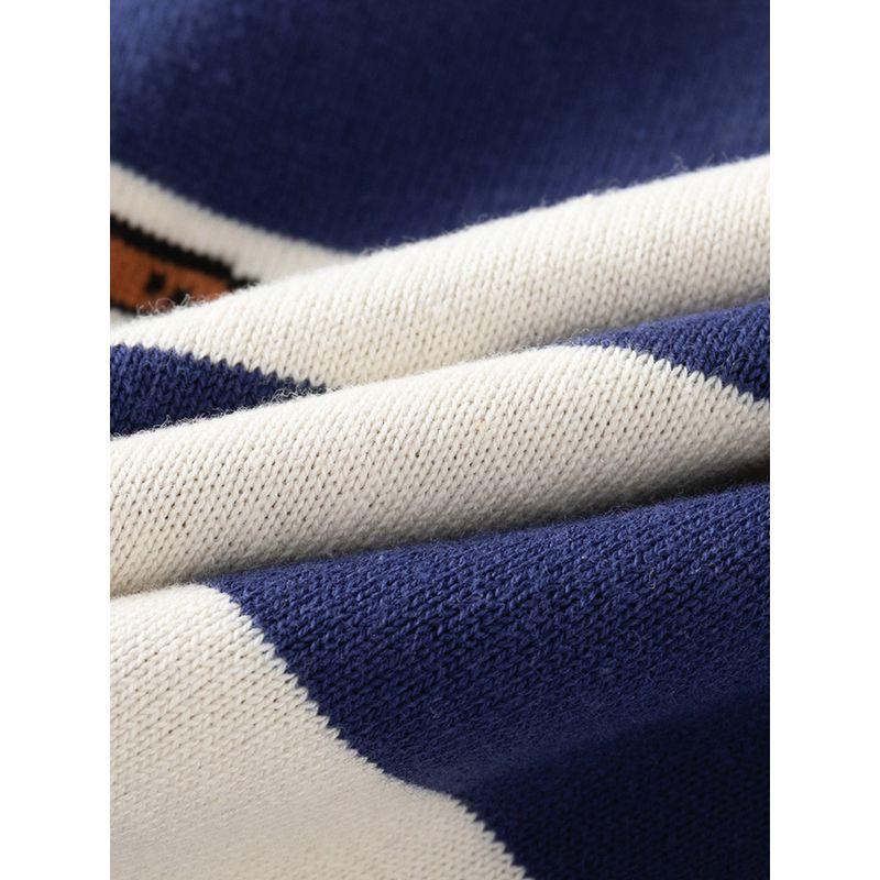 Striped Spring and Autumn Boys' Bear Cardigan Stand Collar Sweater