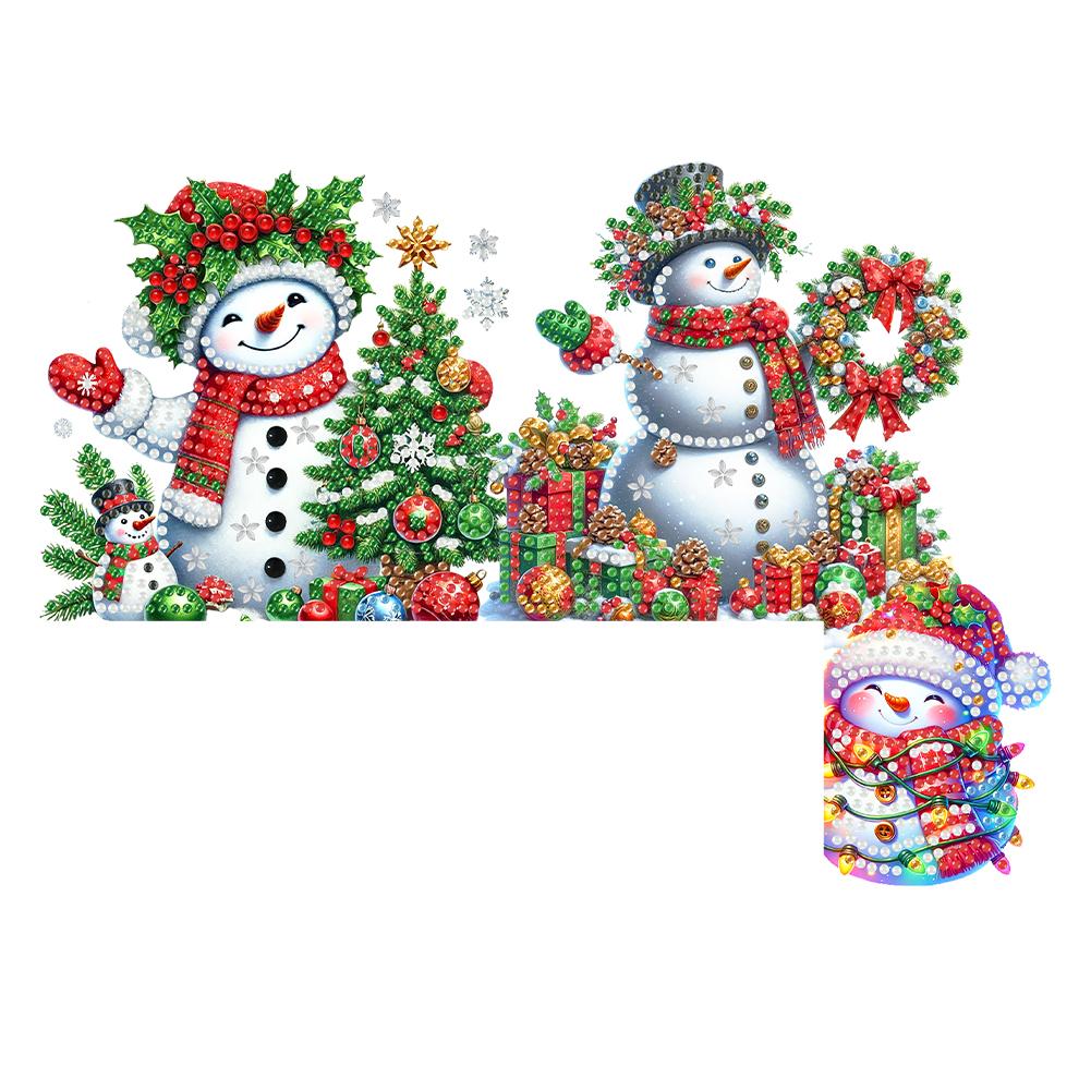 DIY Xmas Diamond Painting Door Frame Hanging Decor Partial Drill Decorative Wooden Door Pendant Diamond Arts Set for Home Office