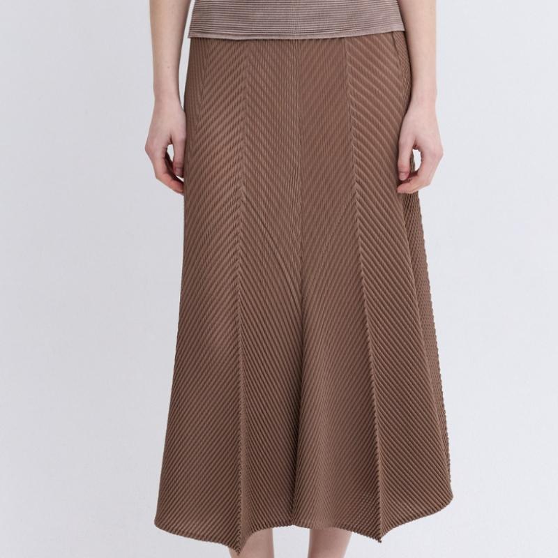Pleats Me Oblique Waffle Folding Flare Skirt Ppsks026002