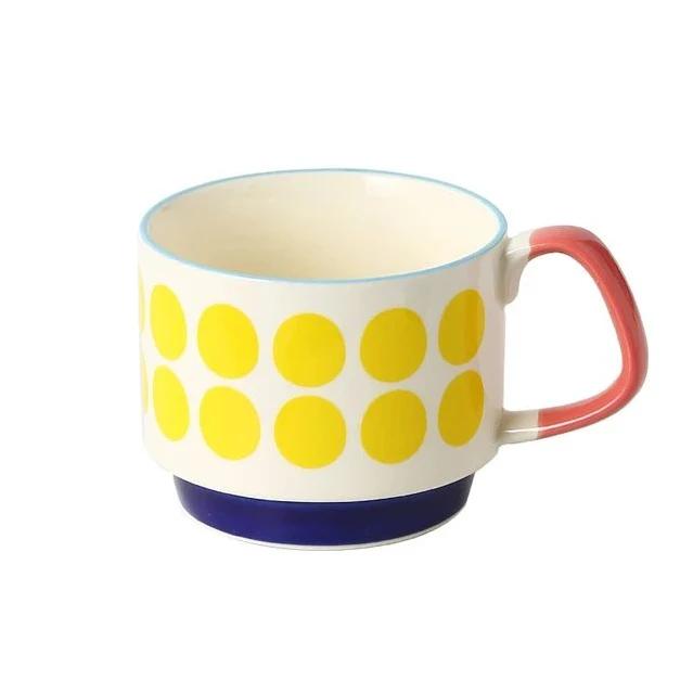 300ml Japanisches Blumenkaffeetassen-Set Retro Keramik Milch Hafer Tasse Büro Wasser Handgriff Tasse Küche Party Trinkgeschirr Set