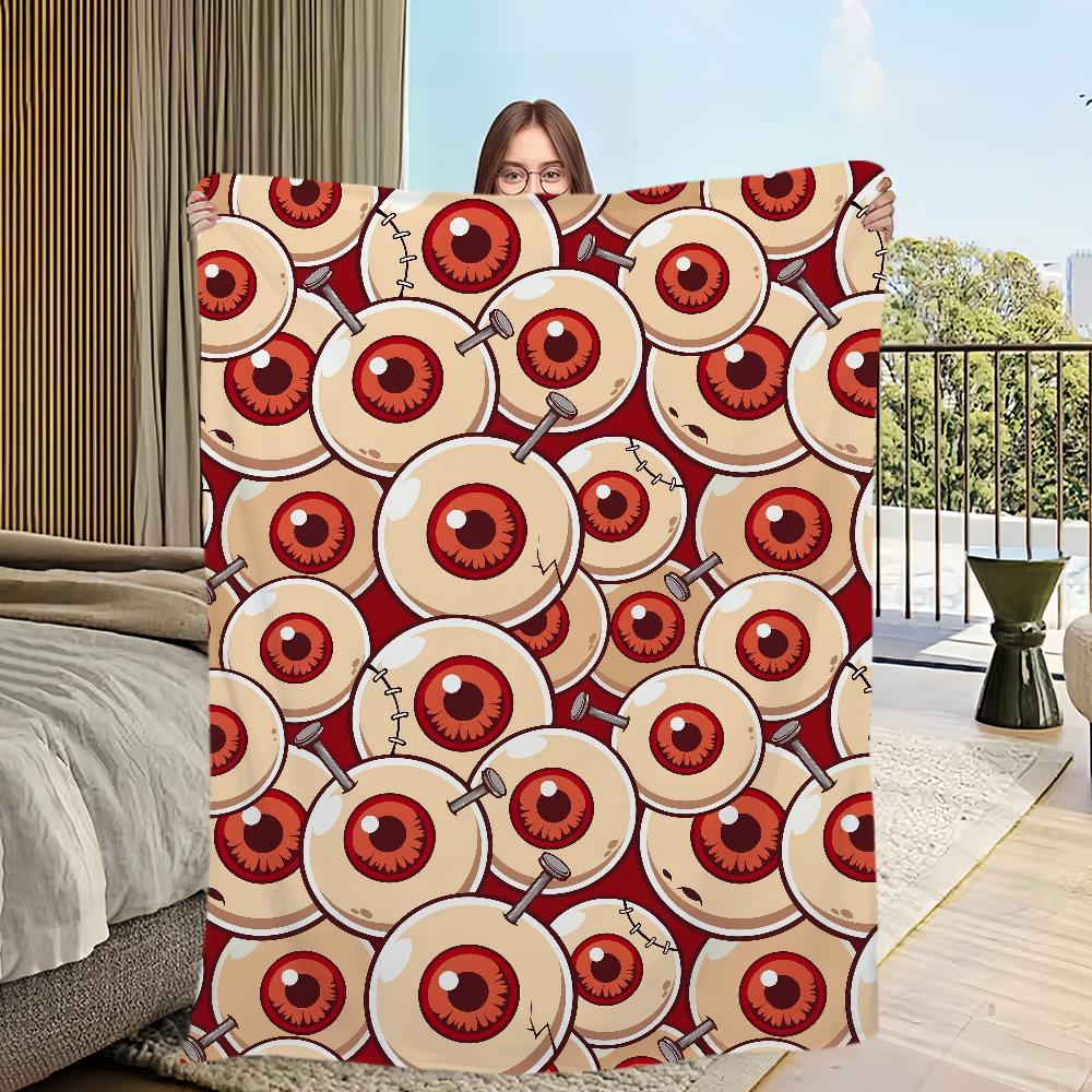

horror eyeball art fashion funny halloween Flannel warm soft plush blanket for sofa living room hogar bedroom travel gift home 75x90cm