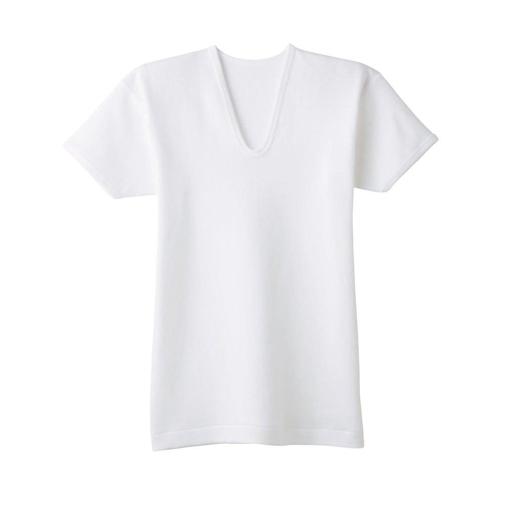 Gunze Inner Comfortable Warm with Air Cotton Short KH6316 Shirt, Workshop, Seasonal, Layer, 100% Cotton, Bulky, Sleeve, U-Neck,