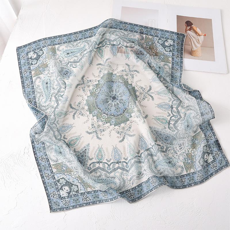 Cashew Flower Series Silk Scarves 1116 Spring and Summer New Silk Silk Scarves Fashion Commuter Square Scarves Women's Shawl Wholesale