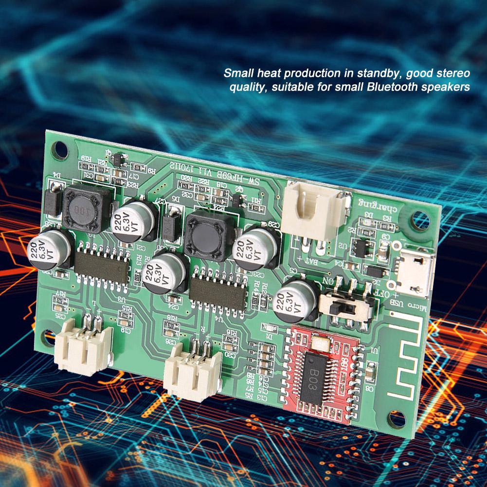 Placă amplificatoare de putere Bluetooth 2x6W DC 5V3.7V Baterie cu litiu cu management de încărcare HF69B