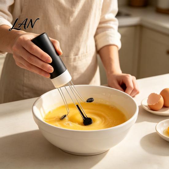 Frusta Elettrica Automatica per Salse, Mixer da Cucina a Mano Libera, 3 Velocità, Funzionamento a Batteria, Strumento di Mescolamento in Silicone, Gadget, Base Triangolare Stabile, Senza Fili