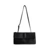 Retro Commuter Underarm Bag For Women Black Large Capacity Casual Shoulder Handbag Korean Style Buckle PU Small Square Bags