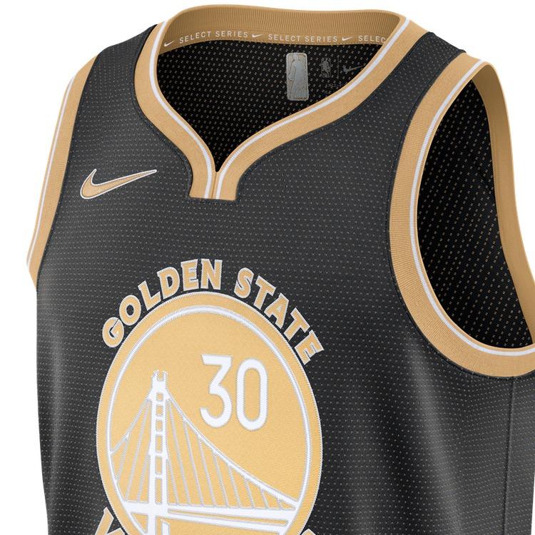 Nike Letter And Number Print Basketball Jersey SW Fan Edition 23-24 Season Golden State Warriors Curry 30 Unisex jersey Black Club-Gold FN5907-053