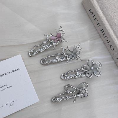 Silver Butterfly Duckbill Clip - Y2K Metal Hairpin for Girls
