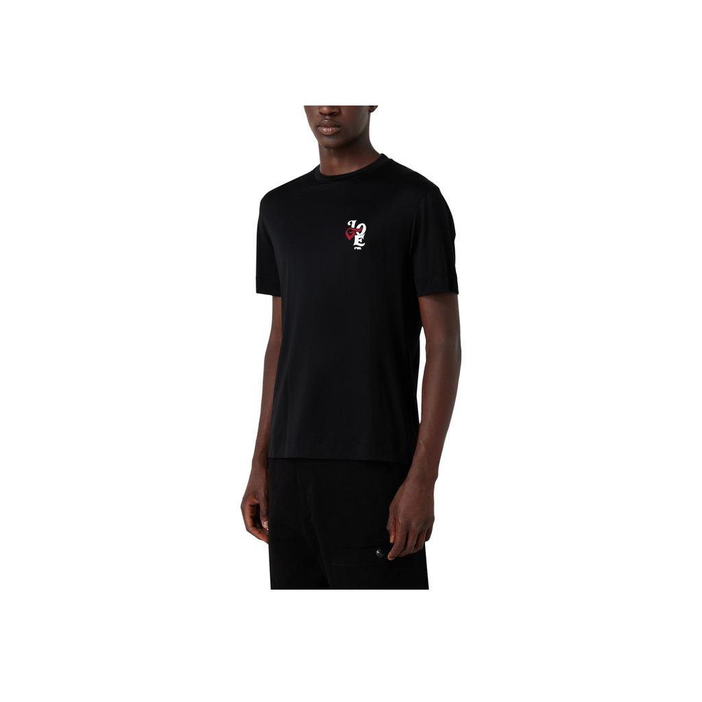 Emporio Armani FW23 Limited Edition Letter Logo Pattern Round Neck Short Sleeve T-Shirt Men Tops Black 6R1TB7-1JUVZ-0999