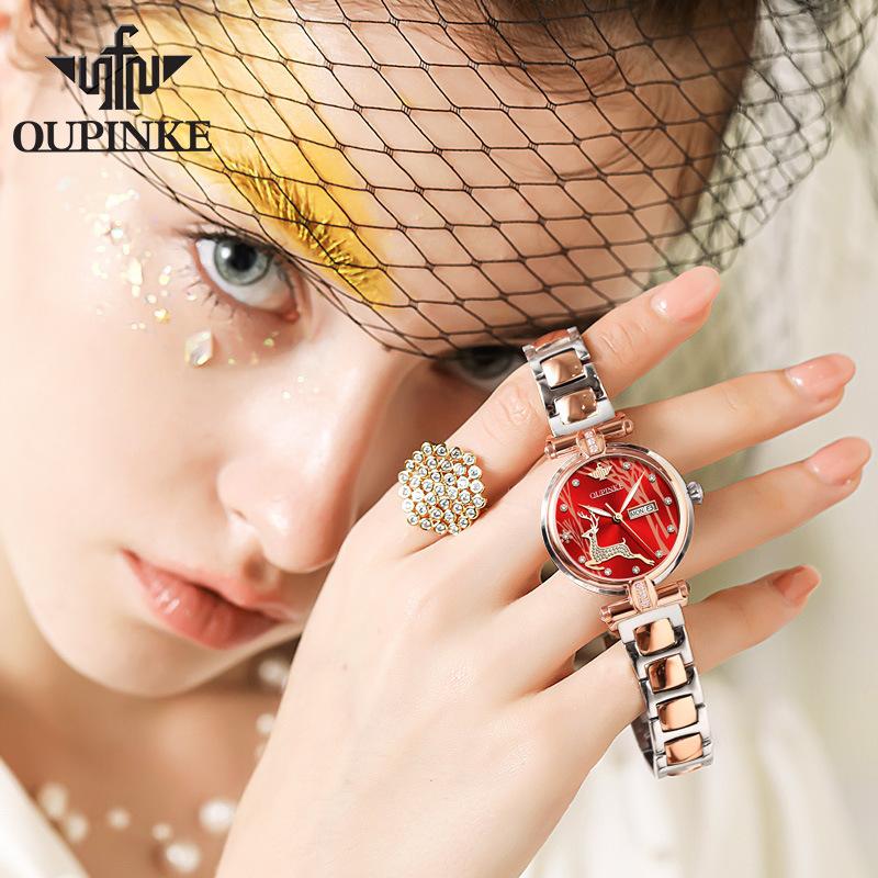 OUPINKE Uhr Fashion Ins Wind Automatische Mechanische Uhr Wasserdichte Damenuhr