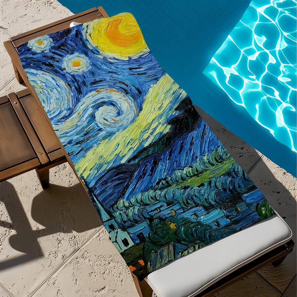 

V-van Gogh Oil Art Painting Towel Beach Quick Dry Soft Pool Towels Gift for Travel Gym Shower Camping sports W40*H60(CM)