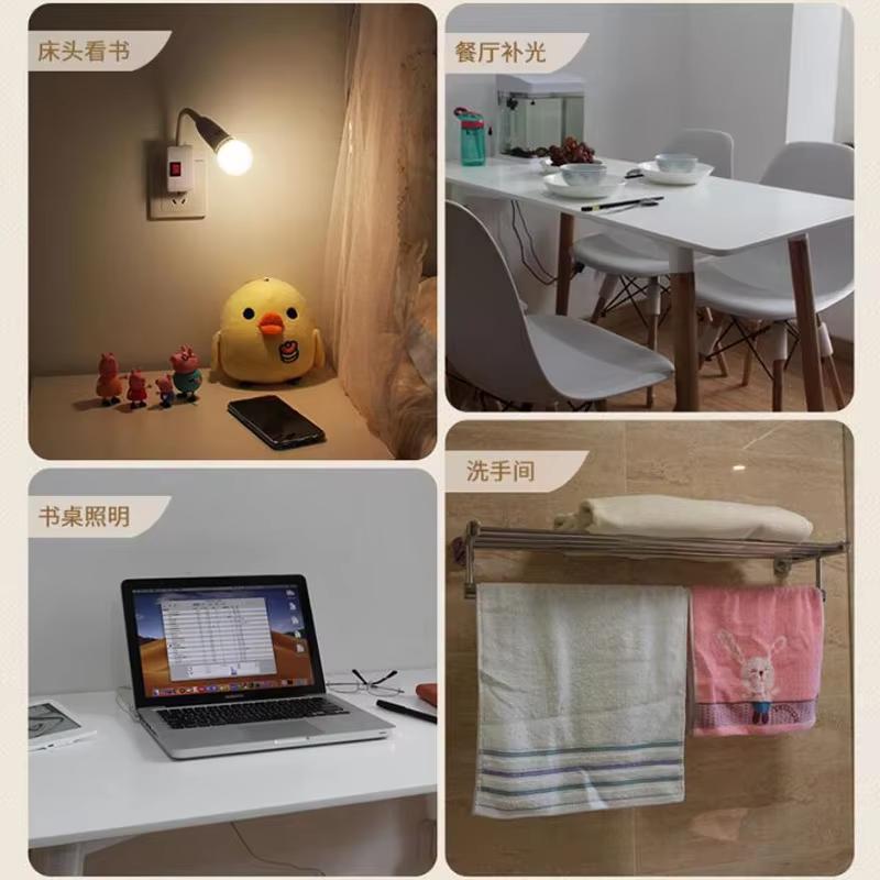 EU US Plug to E27 Lamp Holder Light Bulb Socket With Switch Flexible Lamp Base Conversion Table Lamp Converter 20cm 30cm 50cm