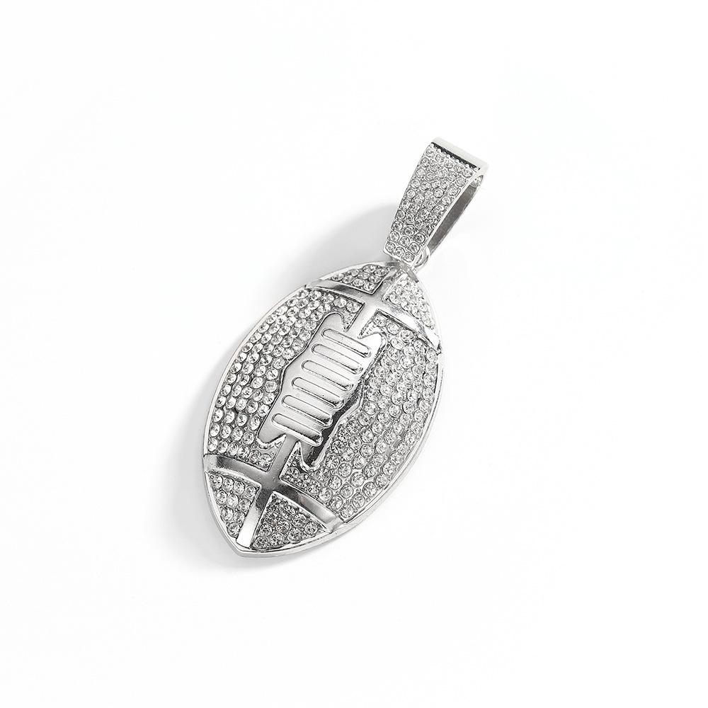 

Rugby Ball Metal Pendant Necklace - European & American Hip-hop Style Fashion Jewelry