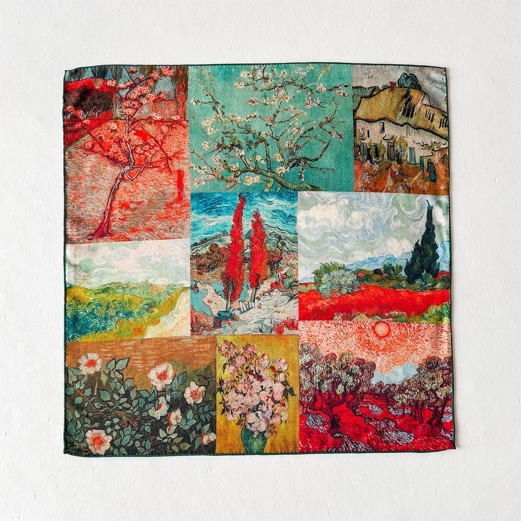Wool Scarf Women'S Spring Summer Foreign Style Fashion Double-Sided Two-Color Shawl Silk Wool Small Square Scarf