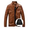 Men's Stand-Up Collar Business Casual Leather Jacket PU Men's Motorcycle Leather Jacket Men's American