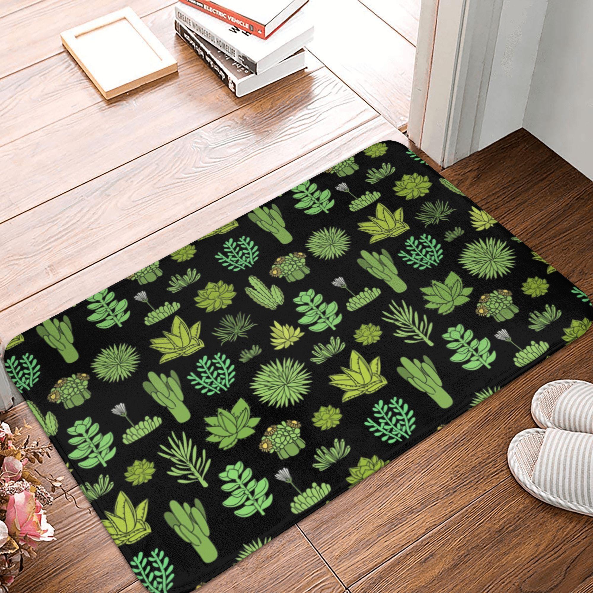 

Cute Desert Cactus Succulents Front Door Mat Anti-Slip Outdoor Quick Dry Cacti Plants Doormat Bedroom Entrance Rug Carpet 40cmx60cm