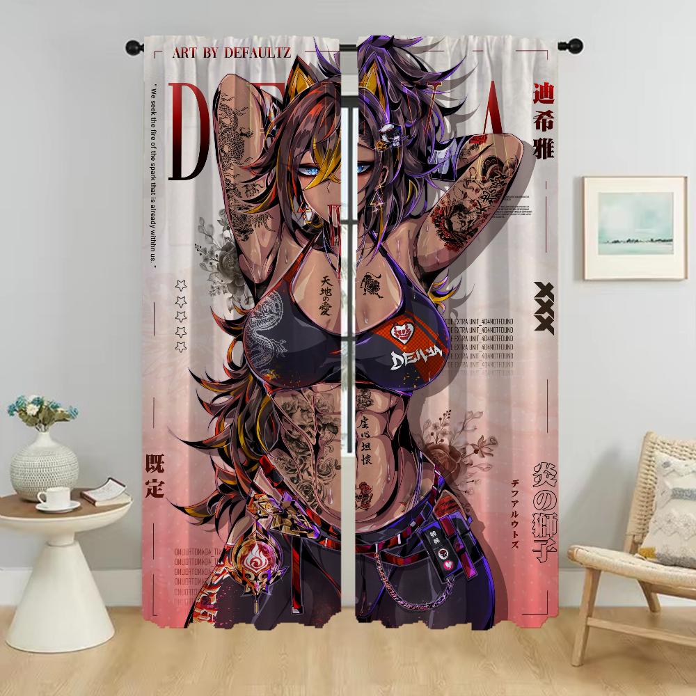 Gardiner för heminredning för vardagsrum Hentai Halloweendekoration Rumsavdelare Mörkläggningsgardin Tyll för sovrum Rullgardiner Kök