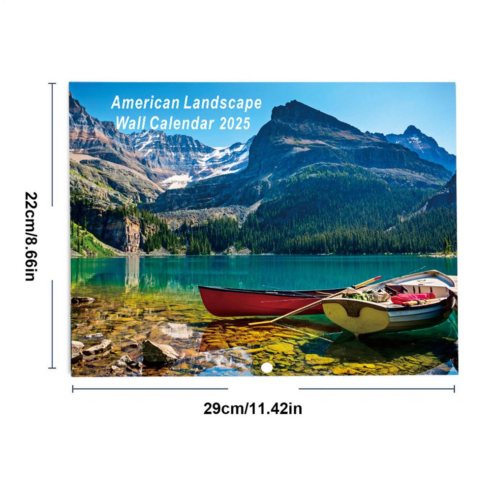 

Пейзажный фотокалендарь 2025 Ежемесячный настенный календарь Календарь из плотной бумаги 12 месяцев с января. 2025 - Декабрь. 2025 Ежемесячный календарь