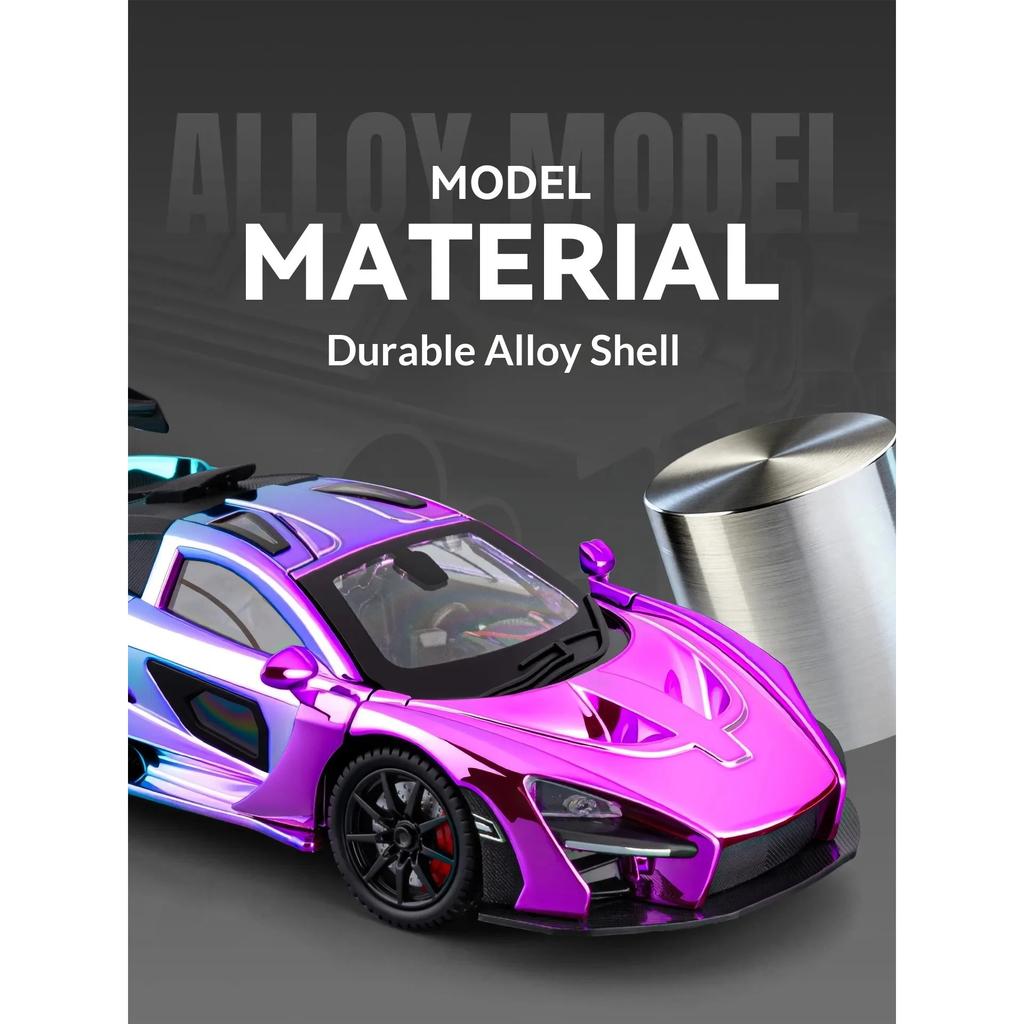1/24 McLaren Electroplated Version of Senna Alloy Car Model Pull Back Children's Fun Play Parent-child Interactive Car