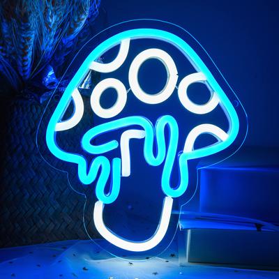 Panneau Néon Champignon Lumière Néon Champignon Art Mural 3D Panneaux Néon Champignon pour Décoration Murale Salle de Jeux Décor de Chambre à Coucher
