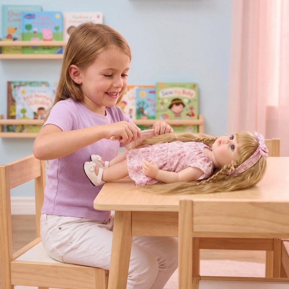 Lifelike 22 Inch Reborn Baby Girl Dolls Betty Full Silicone Body Simulation Doll Realistic Curvy Long Hair Rebirth Dolls for Children Holiday Gifts