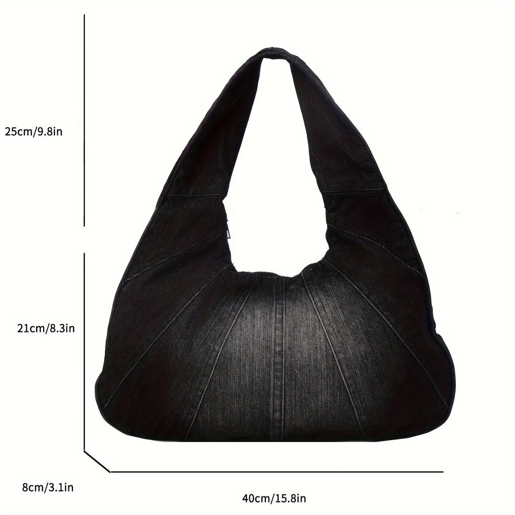 Trendy Denim Shoulder Bag All-Match Classic Niche Design Underarm Bag For Women Daily Use Shopping Bag