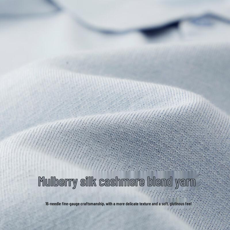 FIRS Men's Silk Wool Blend Long Sleeve Polo Shirt