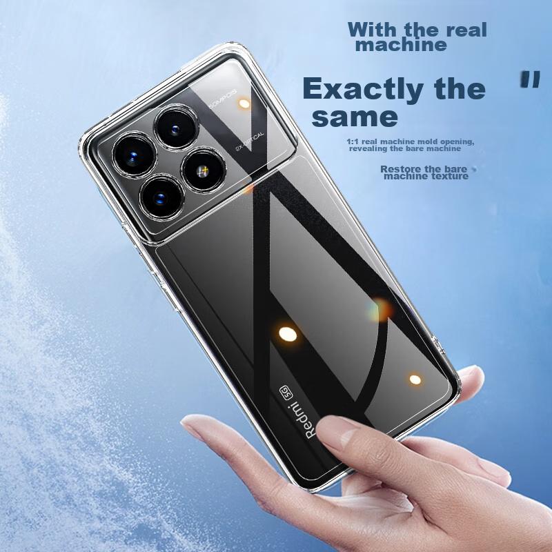 Phone Case for Xiaomi Redmi K70E, for Redmi K70E, Shockproof Silicone Upgraded Camera Lens Personalized Full Coverage Frame - Transparent