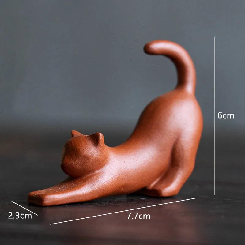 

1pc Yixing Purple Clay Tea Pet Decoration Handmade Tea Ceremony Accessories Creative Zisha Luck Cat Sculpture Ornaments красный