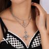 2pcs/set Gothic Cross Pendant Necklaces for Women Men Silver Color Punk Choker Necklace Chain Jewelry Gifts
