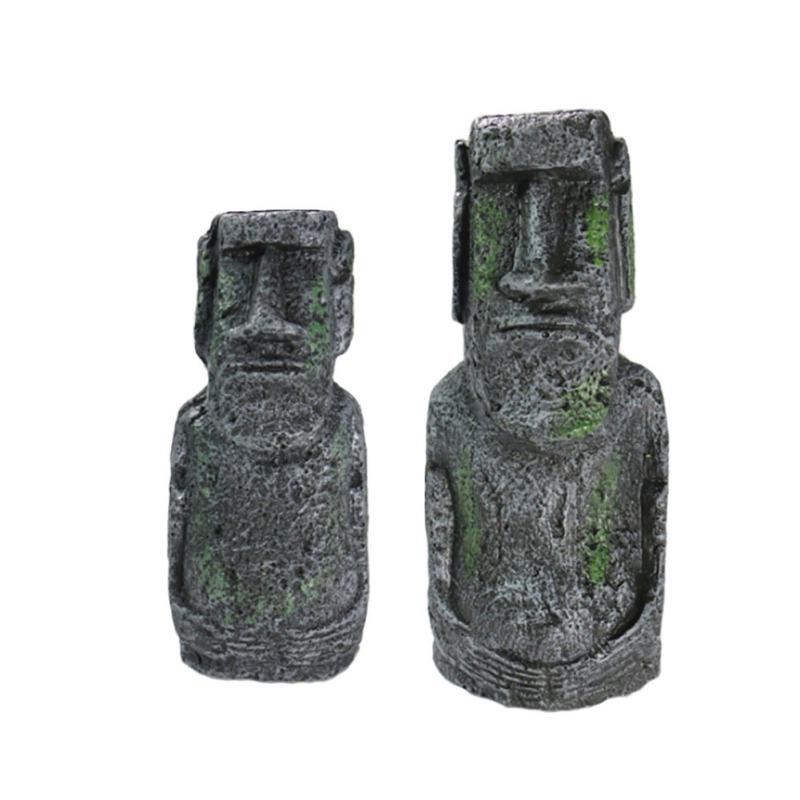 Resin Artificial Aquarium Easter Island Statue Decoration Underwater Landscaping Craft Ornaments for