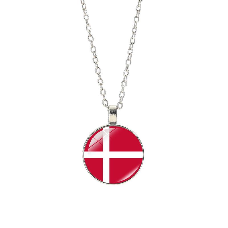 World Cup Top 32 National Flag Necklace - Football Pendant for Men & Women