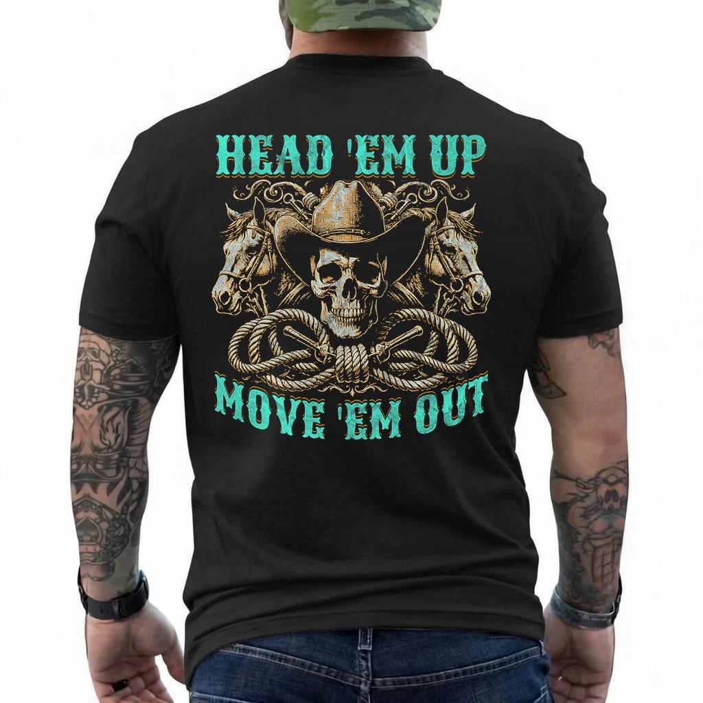 Cowboy Skull s Head Em Up, Move Em Out s Ranch Hand Premium T-Shirt XL