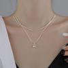 925 Silver Rice Droplet Necklace Simple And Versatile Double-Layer Snake Bone Chain Personalized And Elegant Jewelry