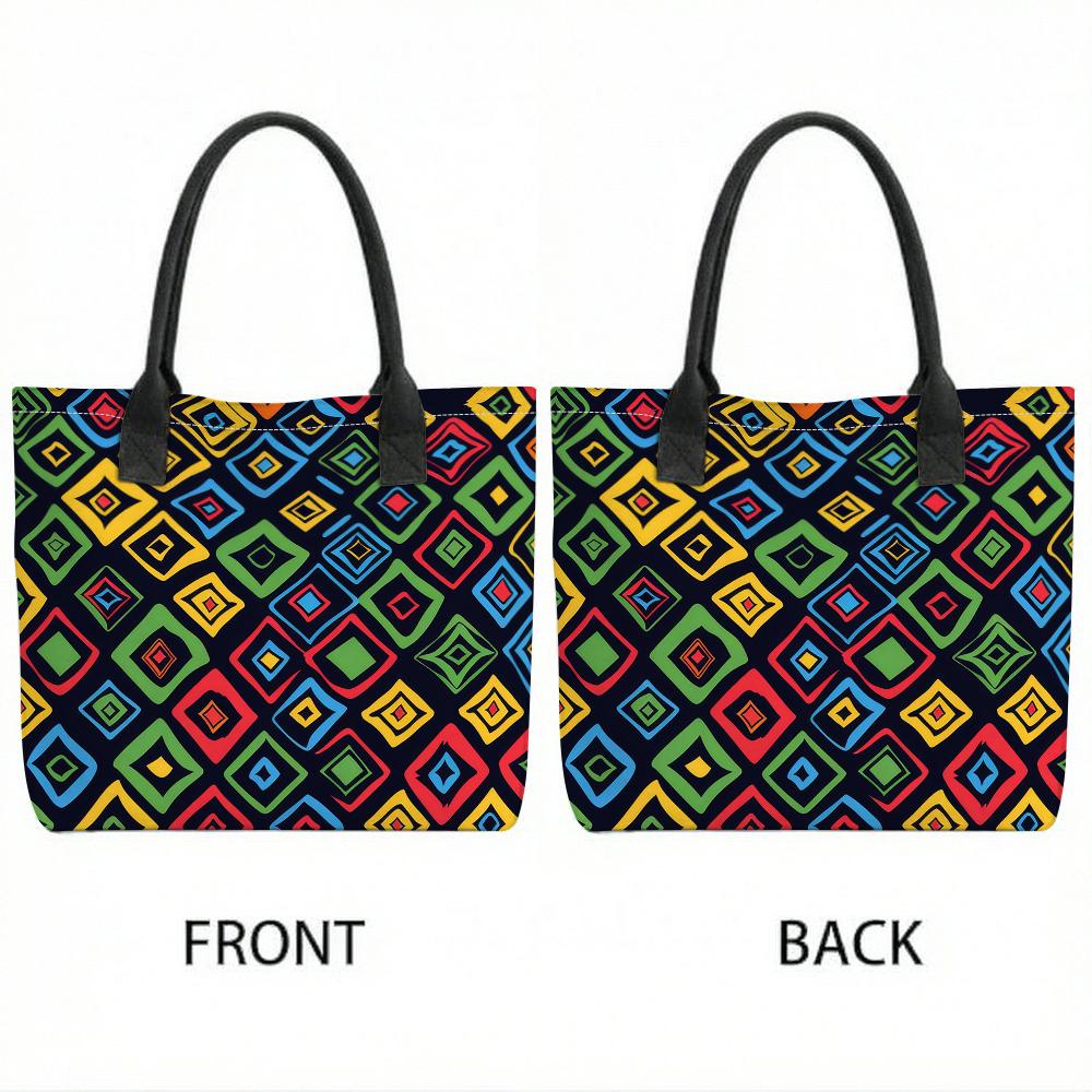 Colorful Geometric Pattern Large Capacity Casual Daily Tote Bag for Women
