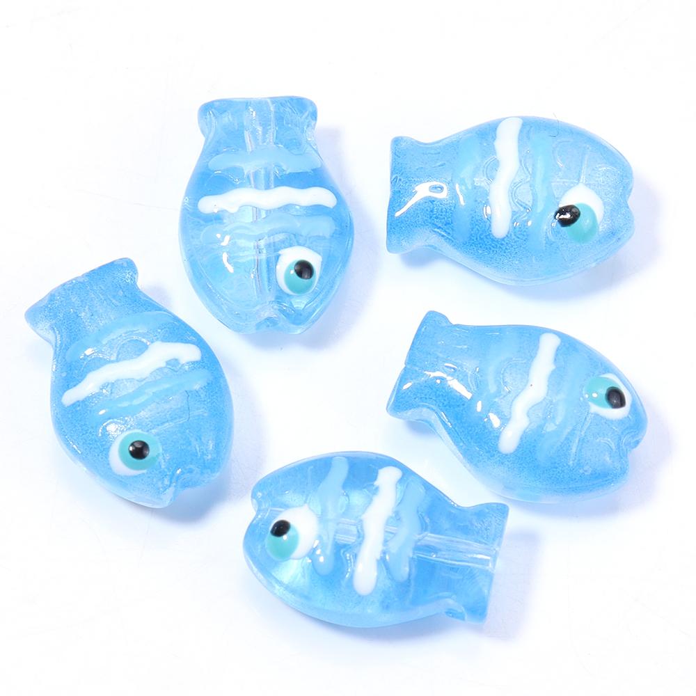 

5 шт./лот Разноцветные ручной работы Lampwork Бусины Милые Мультяшные Морские Рыбки Россыпью Стеклянные Бусины Для DIY Модного Браслета Серьги Украшения синий