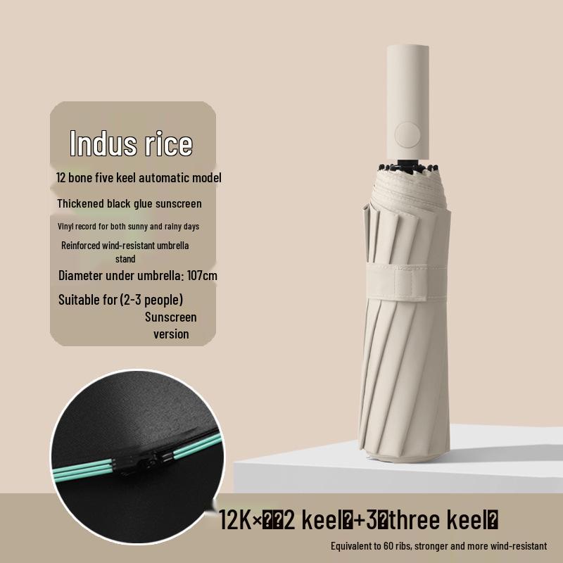 Q Fully Automatic Extra-Large Umbrella: Sun & Rain Dual Use, Reinforced Anti-UV Sunshade for Men & Women.