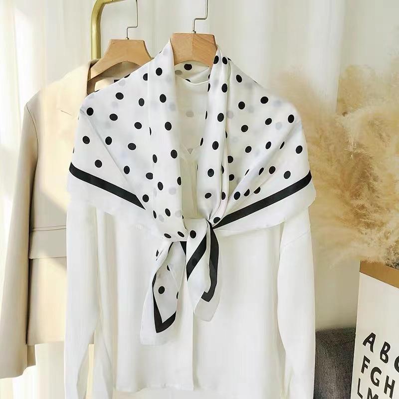 Polka dot printing 100 mulberry silk silk 70 silk scarf spring and summer silk square scarf trendy scarf streamer