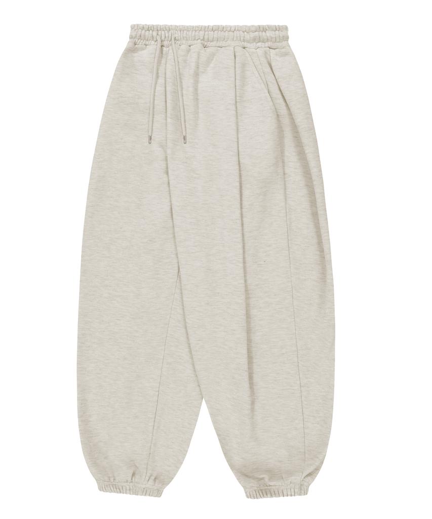 S'EST Side Double Pleat Wide Jogger Fit Training Sweatpants - Oatmeal