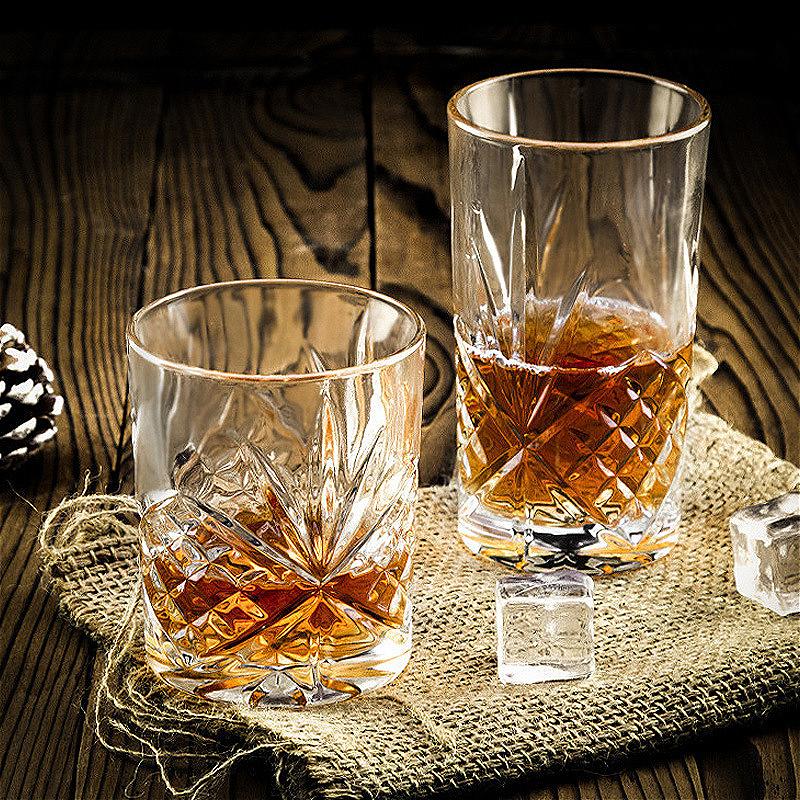 330ml/350ml Carved Whiskey Glass Transparent Wine Glass High End Foreign Wine Glass Exquisite Juice Beverage Mugs Water Bottle
