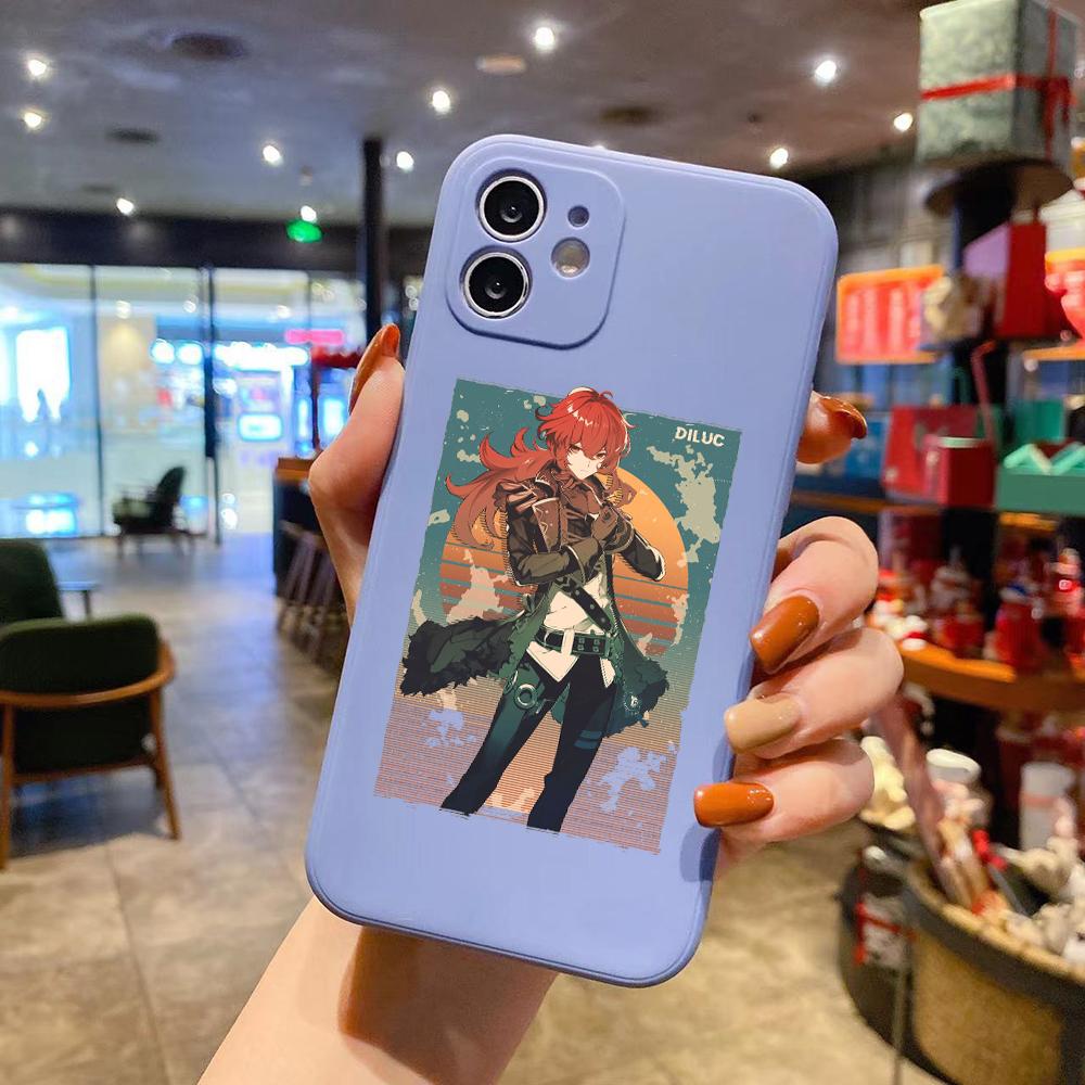 

Genshin Impact Art Роскошный квадратный жидкий силиконовый чехол для телефона для iPhone 14 11 12 13 Pro Max Mini X XS XR 7 8 Plus SE2 DIY чехол iPhone 14Pro Max