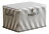 26 L Foldable Storage Organizer Box - Gray Striped Non-Woven Fabric Collapsible Bin with Lock for Bedroom Closet Clothing Toys Quilts Magazines