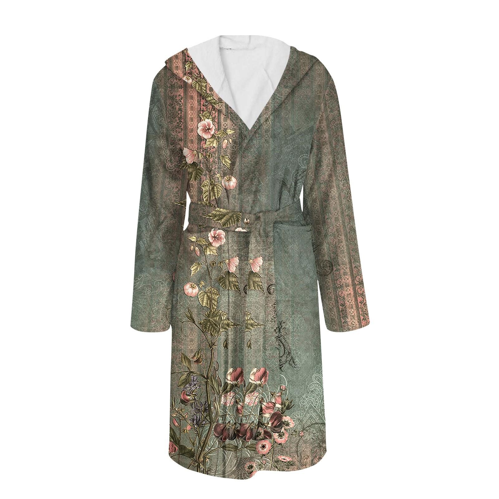 

Халат для мужчин и женщин, фланелевый халат с принтом, впитывающая быстросохнущая хлопковая ночная рубашка L армия зеленый