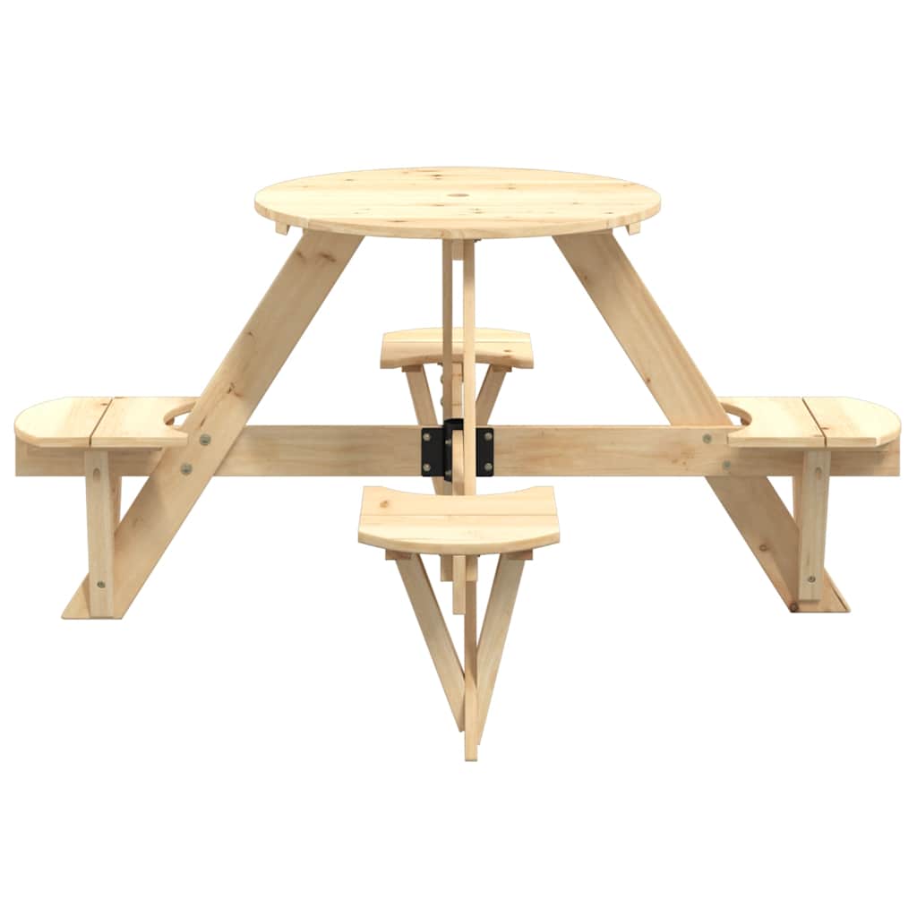 Vidaxl Picnic Table For 4 Children, Round, With Hole For Umbrella