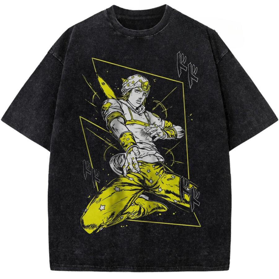 

Anime JoJo s Bizarre Adventure Gyro Graphic T Shirt Men Women Clothing Oversized Tshirt Washed Cotton Tee Harajuku Male T-shirt XXL