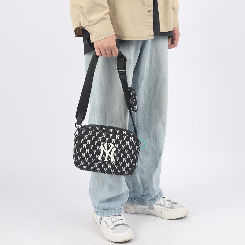 MLB Monogram Series NY Yankees Vintage Floral Print Letter Logo Polyester Camera Bag Crossbody Shoulder Bag Unisex Bags Black 3ACRM012N-50BKS
