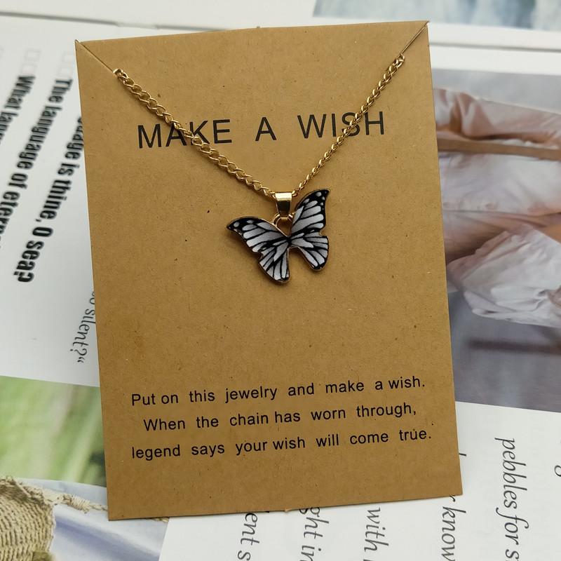 Korean Fashion Cute Butterfly Pendant Necklace for Women Golden Color Statement Necklace Zircon Gifts Wholesale Dropshipping